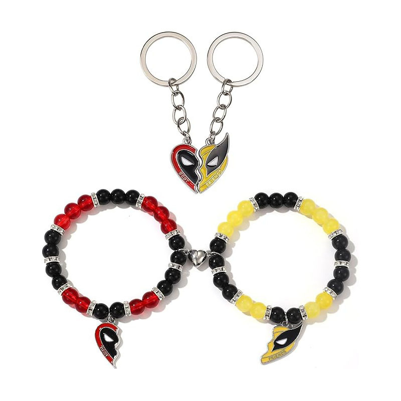 Amazon Explosive Mask Heart Magnetic Mouth Bracelet Keychain Best Friend Couple Jewelry Wholesale