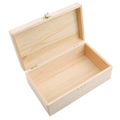 Rectangular wooden storage box, hinged solid wood gift box, creative lockable storage box