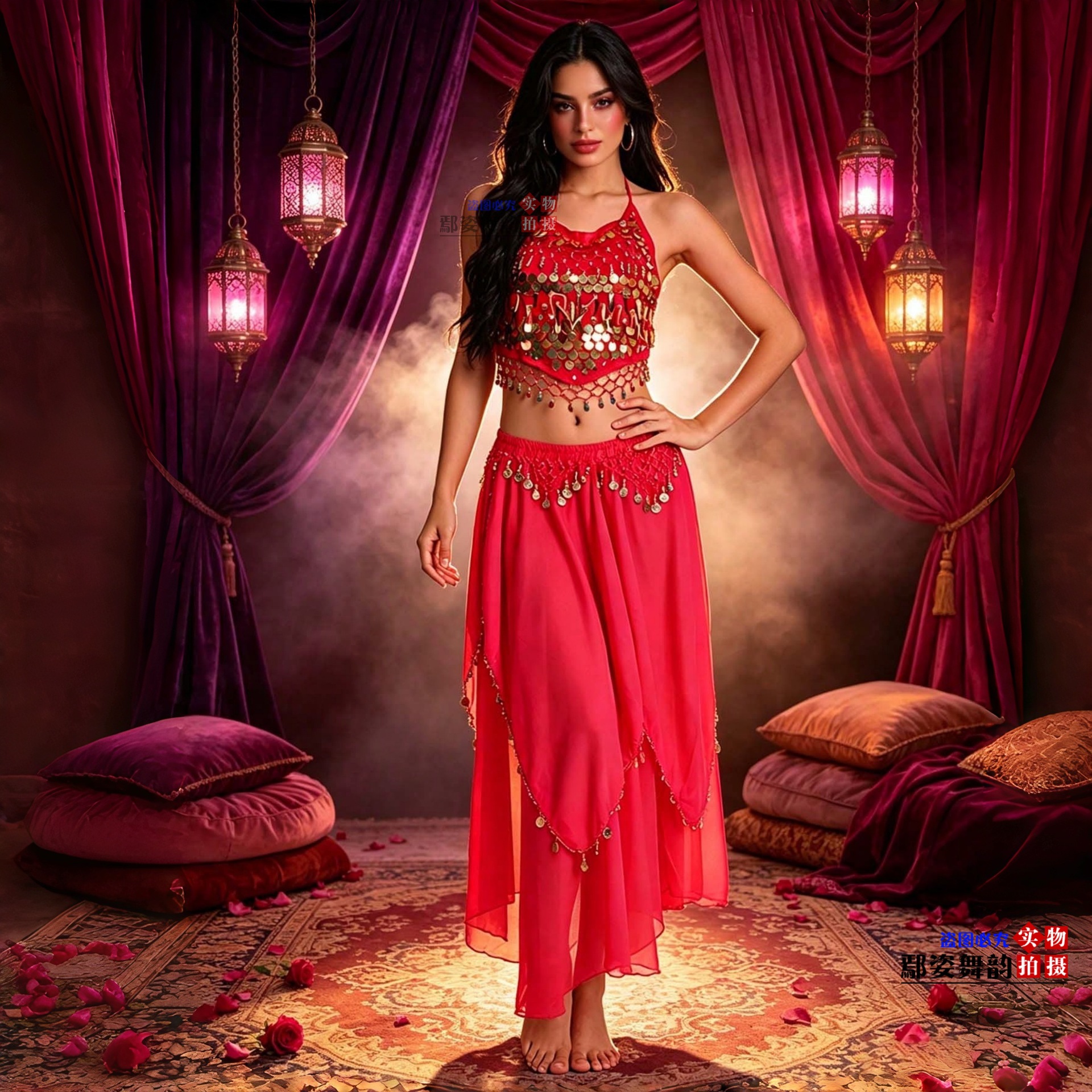 Cross-border Western-style belly dance outfit, Bohemian dance performance costume, Halloween Indian dancer stage costume