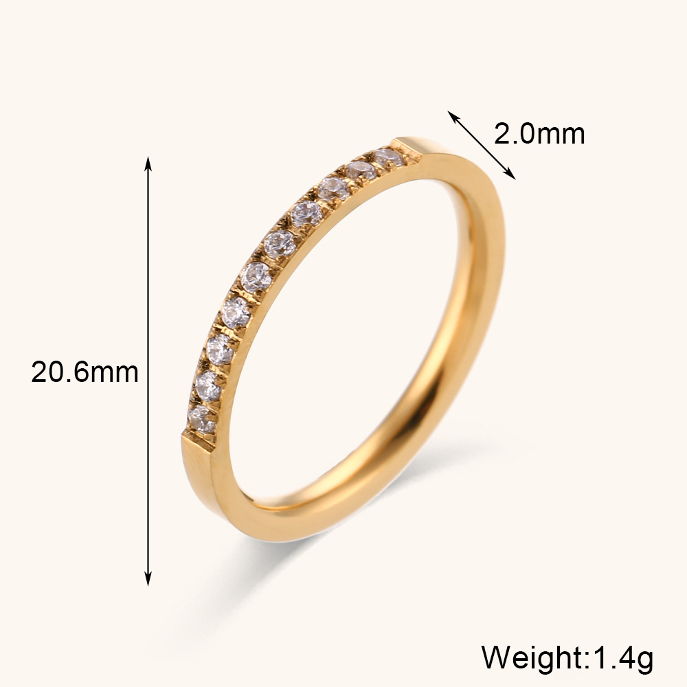 Simple Style Geometric Stainless Steel Plating Inlay Zircon Rings 1 Piece display picture 2