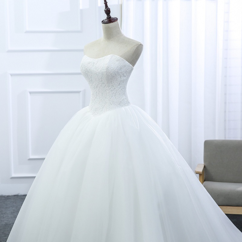 2022 nuevo vestido de novia de peito limpio, vestido de boda, hilo principal, temperamento simple de viaje, vestido blanco image 3