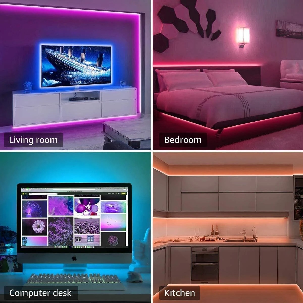 Kit de tiras de luz LED RGB de 5V inteligentes con control remoto wifi para mayoristas, tiras de luz coloridas para fondo de TV y luz de ambiente.
