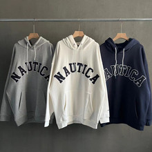 Nautica 长谷川大字母刺绣贴布连帽毛圈卫衣450G面料情侣装宽松款