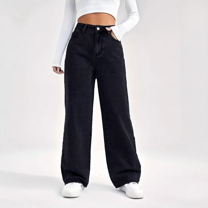 New Amazon Aliexpress Cross-Border European and American Style Women's Jeans Spring and Summer High-Waisted Straight-Leg Slimming Versatile Casual Long Pants New Amazon Aliexpress Cross-Border European and American Style Women's Jeans Spring and Summer High-Waisted Straight-Leg Slimming Versatile Casual Long Pants