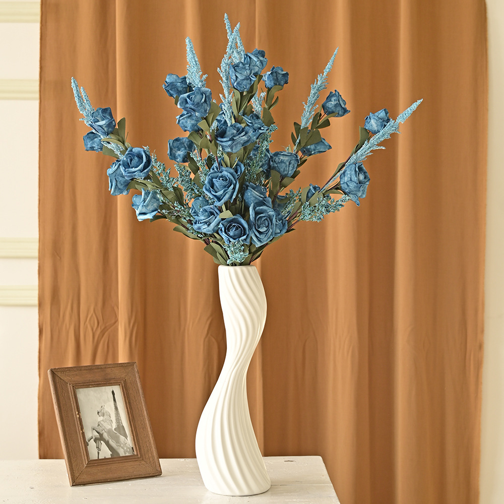 2023新款高端仿真花PE玫瑰花束婚禮婚慶布置裝飾客廳裝飾擺件