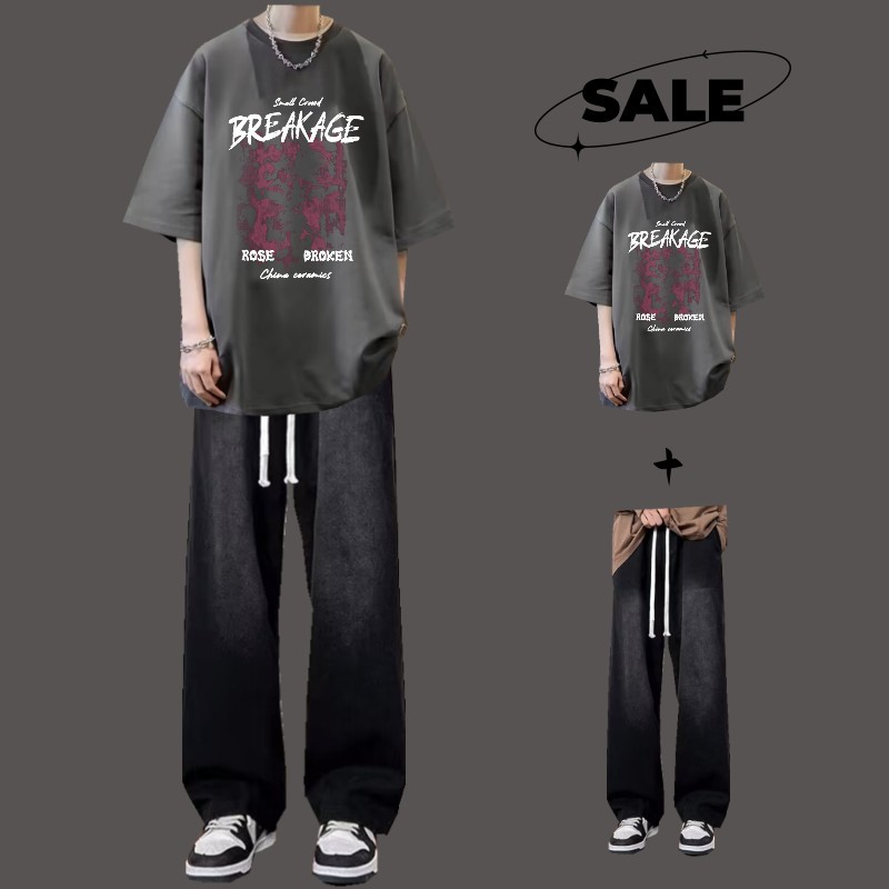 [two-piece set] brea dark gray + jeans