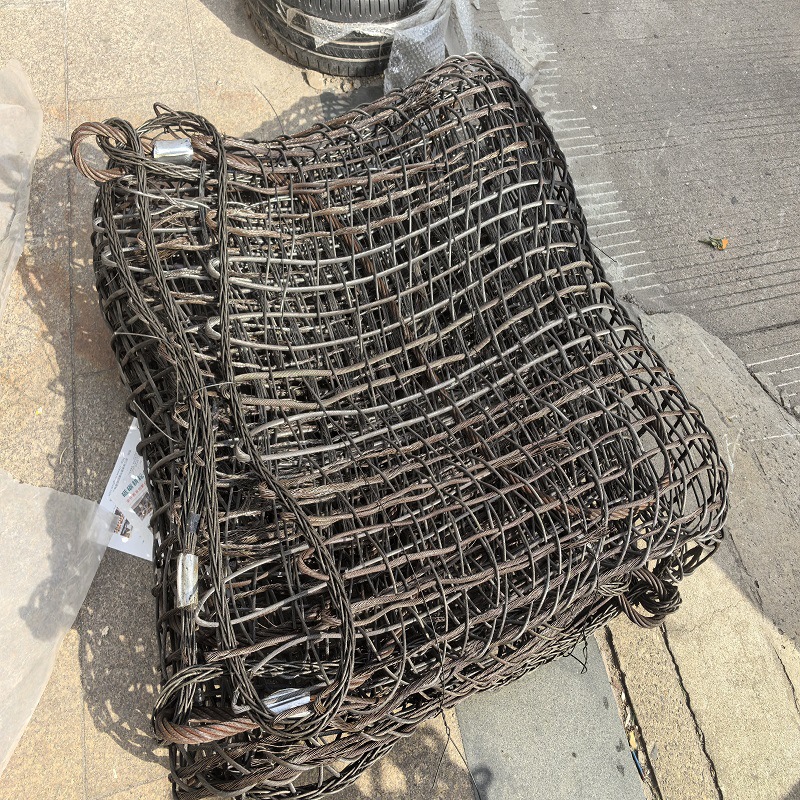 3X3米钢丝绳吊砖头石头网吊2-3T 承重强耐磨钢丝绳5mm手工编织