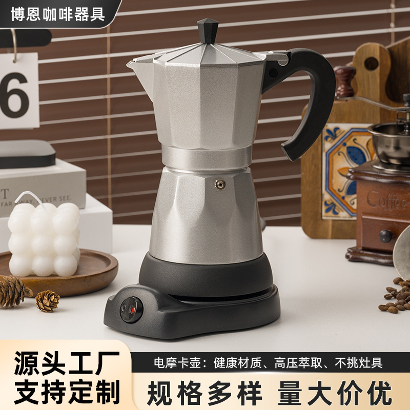 110V Italian Aluminum Octagonal Coffee Pot for Home Use, High-Pressure Aluminum Electric Mocha Pot for Espresso 110V Italian Aluminum Octagonal Coffee Pot for Home Use, High-Pressure Aluminum Electric Mocha Pot for Espresso