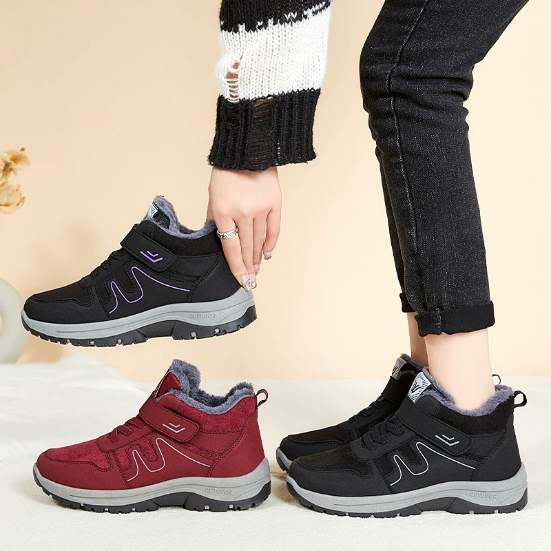 Лыжные зимние тёплые низкие ботинки на липучке, обувь для прогулок