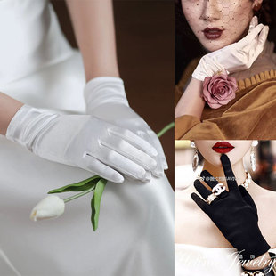 Elegant Super Fairy Bow Wedding Dress Gloves White Short Wedding Dress Banquet Party Studio Accessories