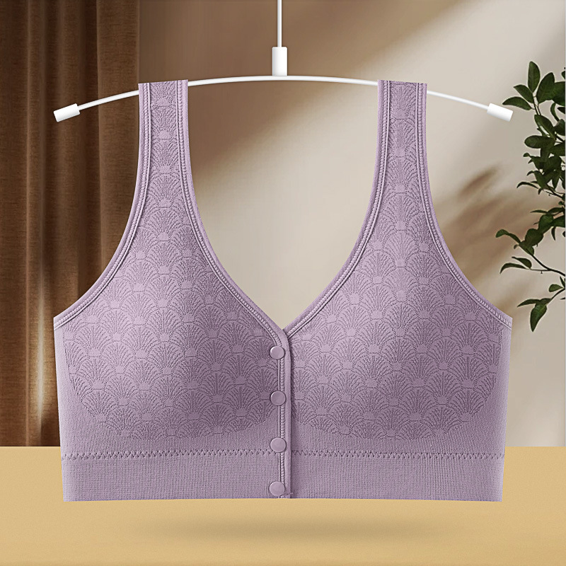 La ropa interior de la madre con hebilla frontal se reúne sin anillo de acero, sujetador tipo chaleco de pecho, sujetador de lactancia para mujeres de mediana edad y ancianas