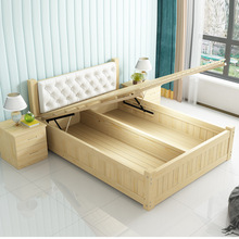 批现代实木床加厚高箱床1米8双人储物1.5箱式收纳气压床1.2单