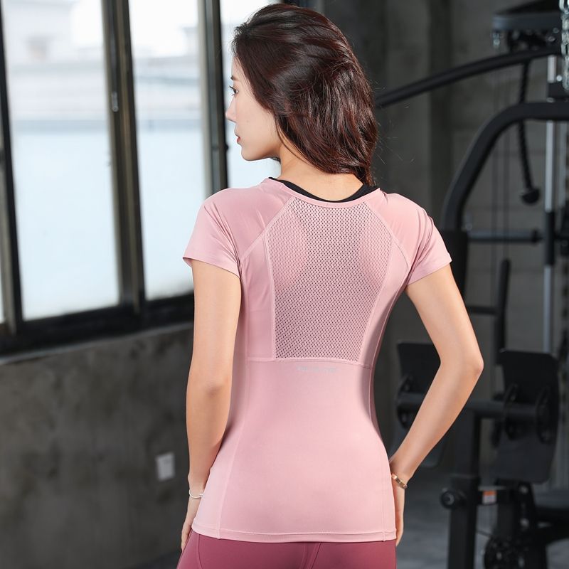 Beginner Yoga Clothing Tops Women's T-Shirt Mesh Splicing Short-Sleeved Clothing Long-Sleeved Sports Running Clothing Quick-Drying Clothing