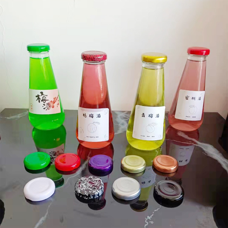 厂家批发300ml大口果汁瓶果醋玻璃瓶自酿杨梅果酒瓶奶茶饮料瓶子