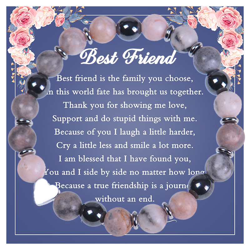 Retro Heart Shape natural stone Agate Beaded Bracelets 1 Piece