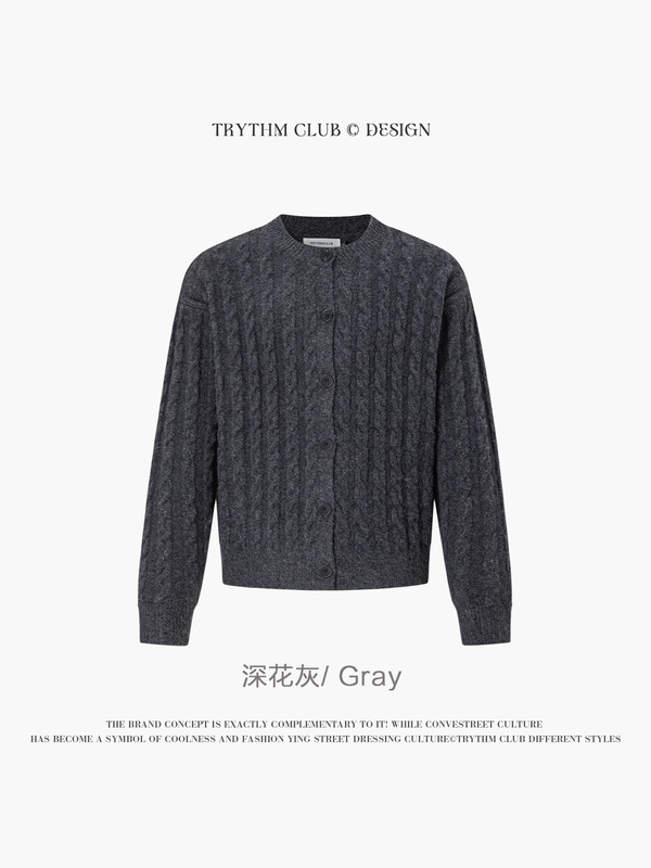 TRYTHMCLUB 美式复古针织开衫街头潮流男女同款羊毛毛衣|undefined