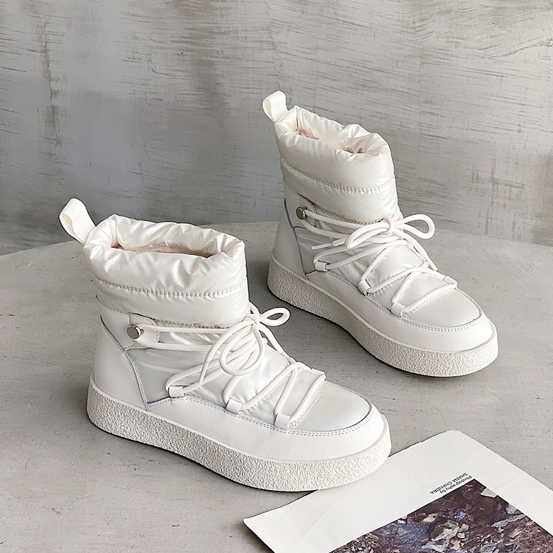 Botas de nieve para mujeres 2023 invierno nuevas botas cortas casuales estilo coreano impermeable forrado de lana gruesa caliente estudiante nieve botas de algodón