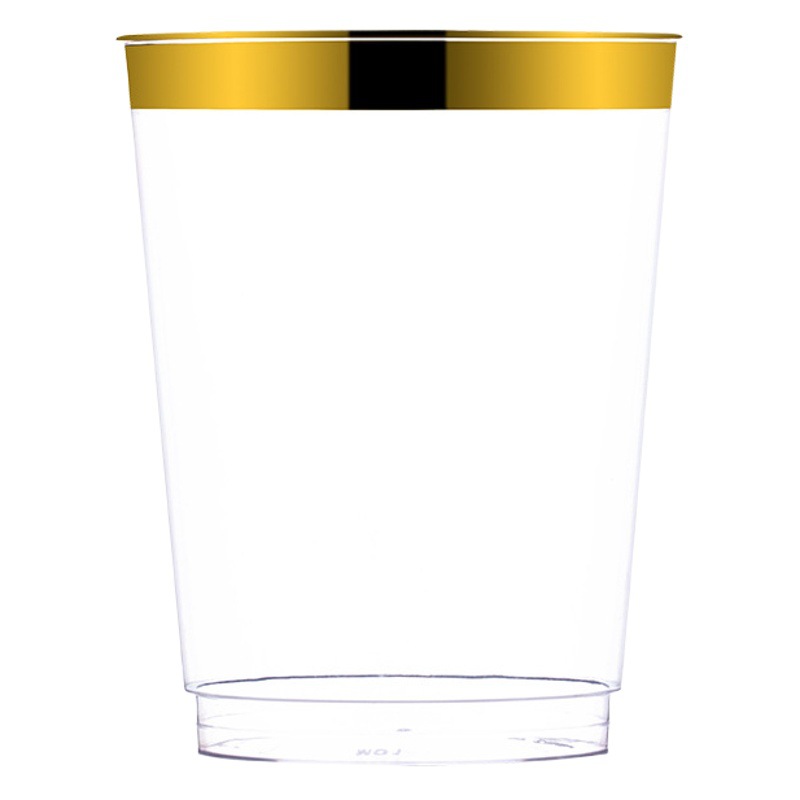 10oz borde dorado Borde de plata Rosa borde dorado Copa de vino desechable Comida occidental taza de helado copa de vino copa de champán