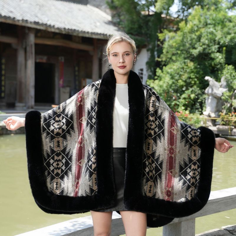 Cross-Border Foreign Trade Autumn and Winter New Versatile Shawl with Fleece Lining, Thickened Warm Fur Collar Cape for Brides, Wedding Dresses, and Cheongsam Outerwear Cross-Border Foreign Trade Autumn and Winter New Versatile Shawl with Fleece Lining, Thickened Warm Fur Collar Cape for Brides, Wedding Dresses, and Cheongsam Outerwear