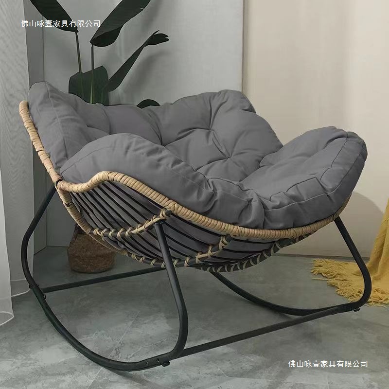 Foreign Trade Supply Dropshipping Labeling Rocking Chair Lazy Sofa Double Rattan Small Apartment Fabric Balcony Simple Rocking Chair