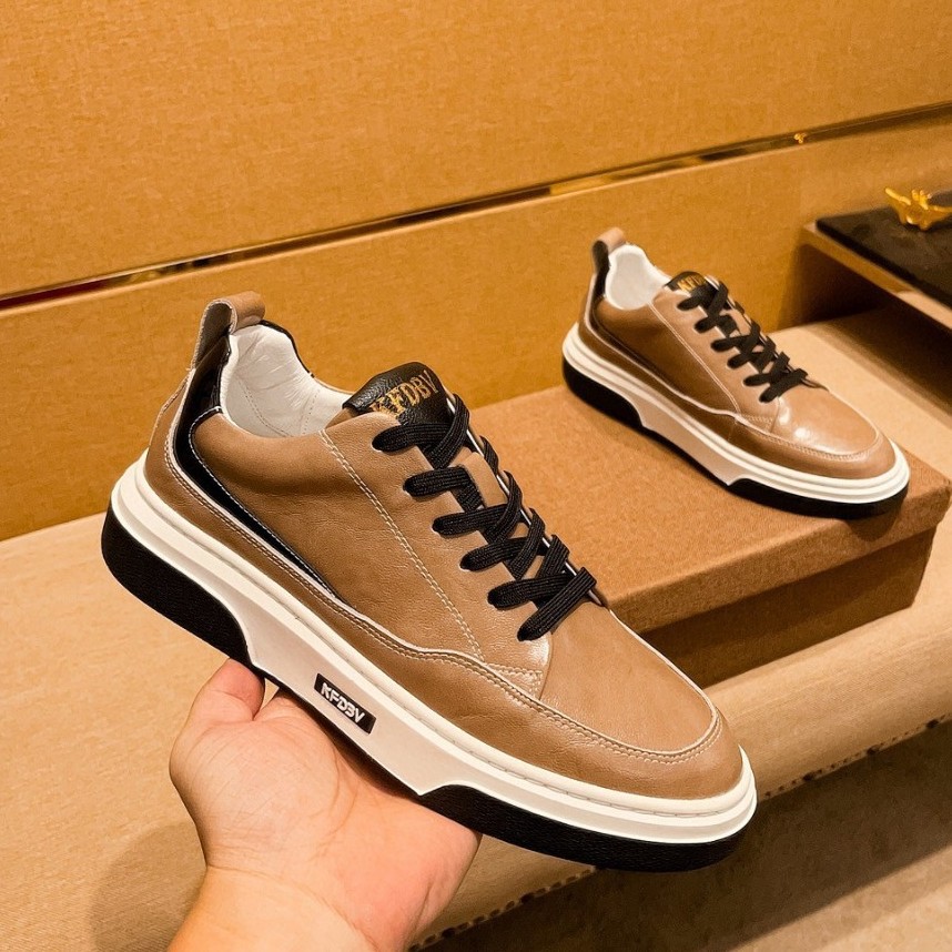 Trendige Herren Leder Sneaker Für Freizeit Atmungsaktive Schuhe_voghion.com