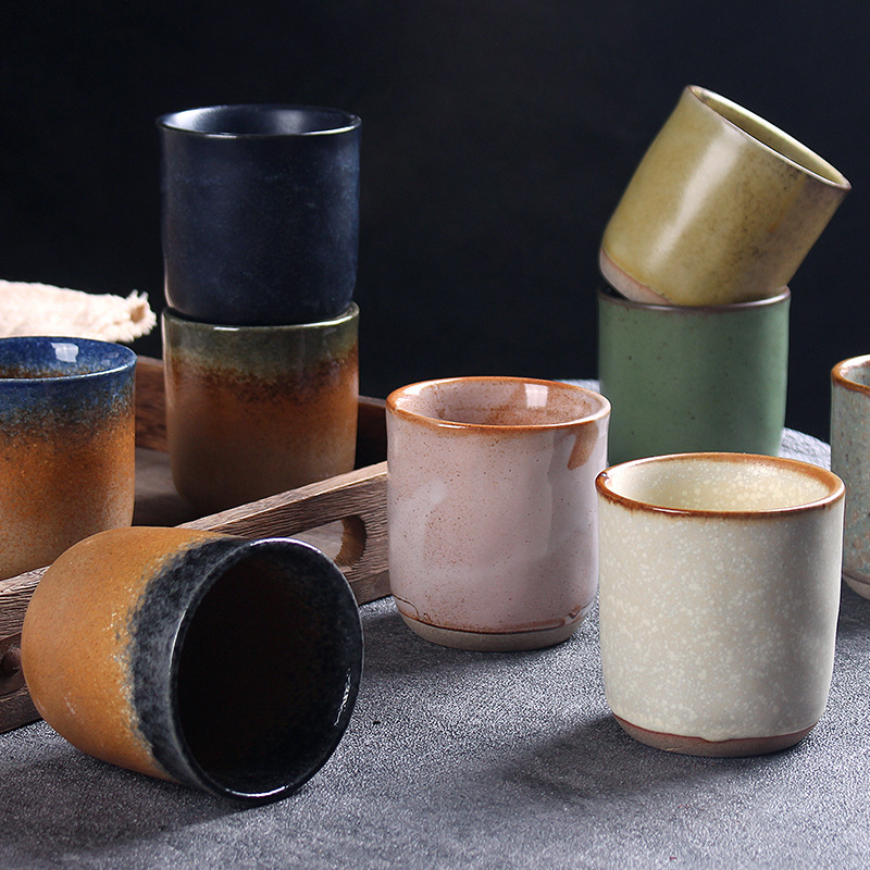 Japanese Handmade Ceramic Kiln Tea Cup Hotel Restaurant Retro Men's Water Cup Home High-Value Tableware Cooking Cup