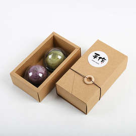 新年迷你2粒中式绿豆糕点蛋黄酥包装盒伴手礼空花茶点心牛皮纸盒