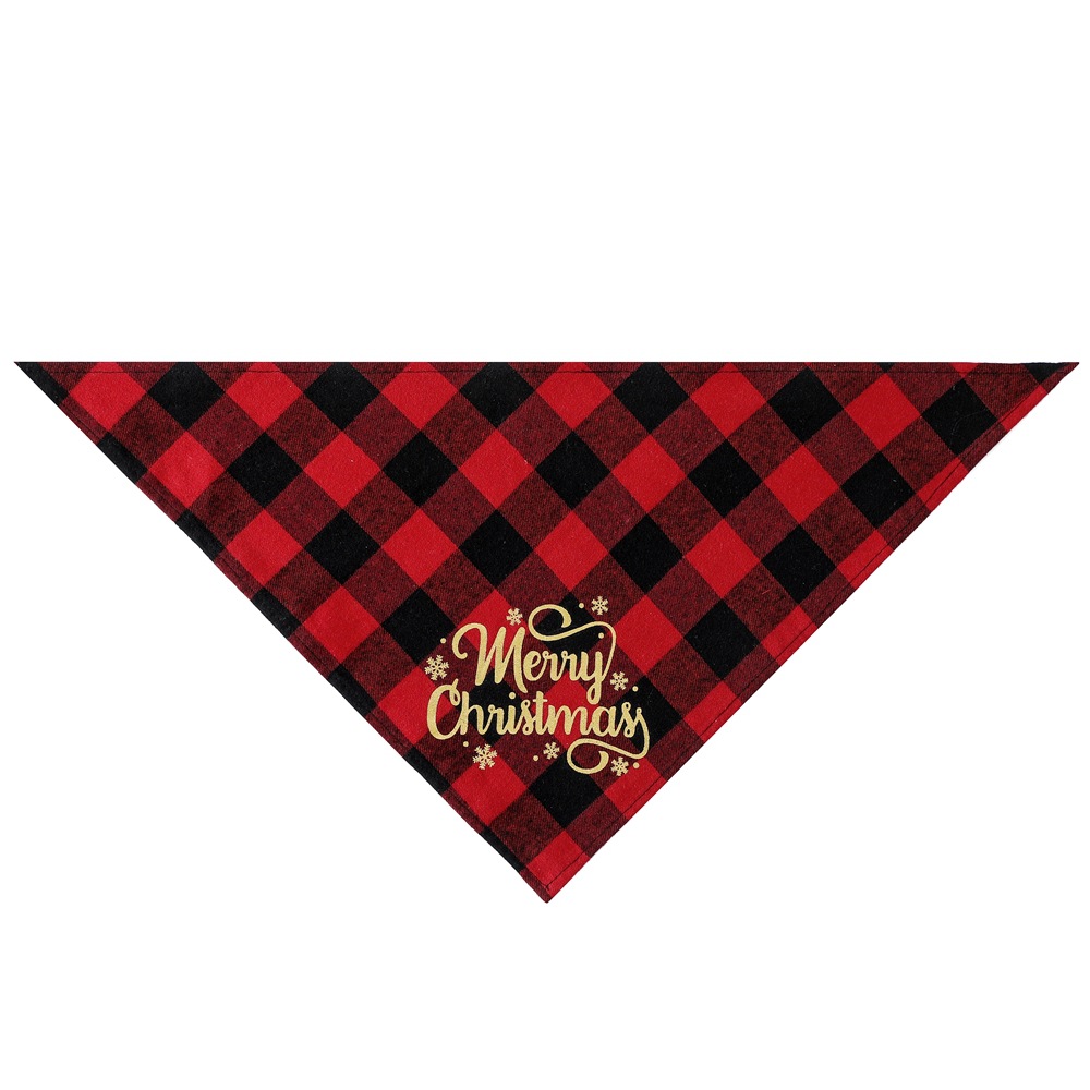 Nuevo Rojo Negro Verde Negro Plaid dorado perro saliva toalla sola capa triángulo toalla Navidad mascota bufanda babero
