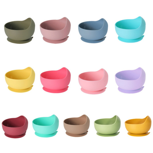 Children's silicone bowl, baby-specific food-grade household food supplement bowl, integrated anti-fall suction cup, feeding tableware, snail bowl