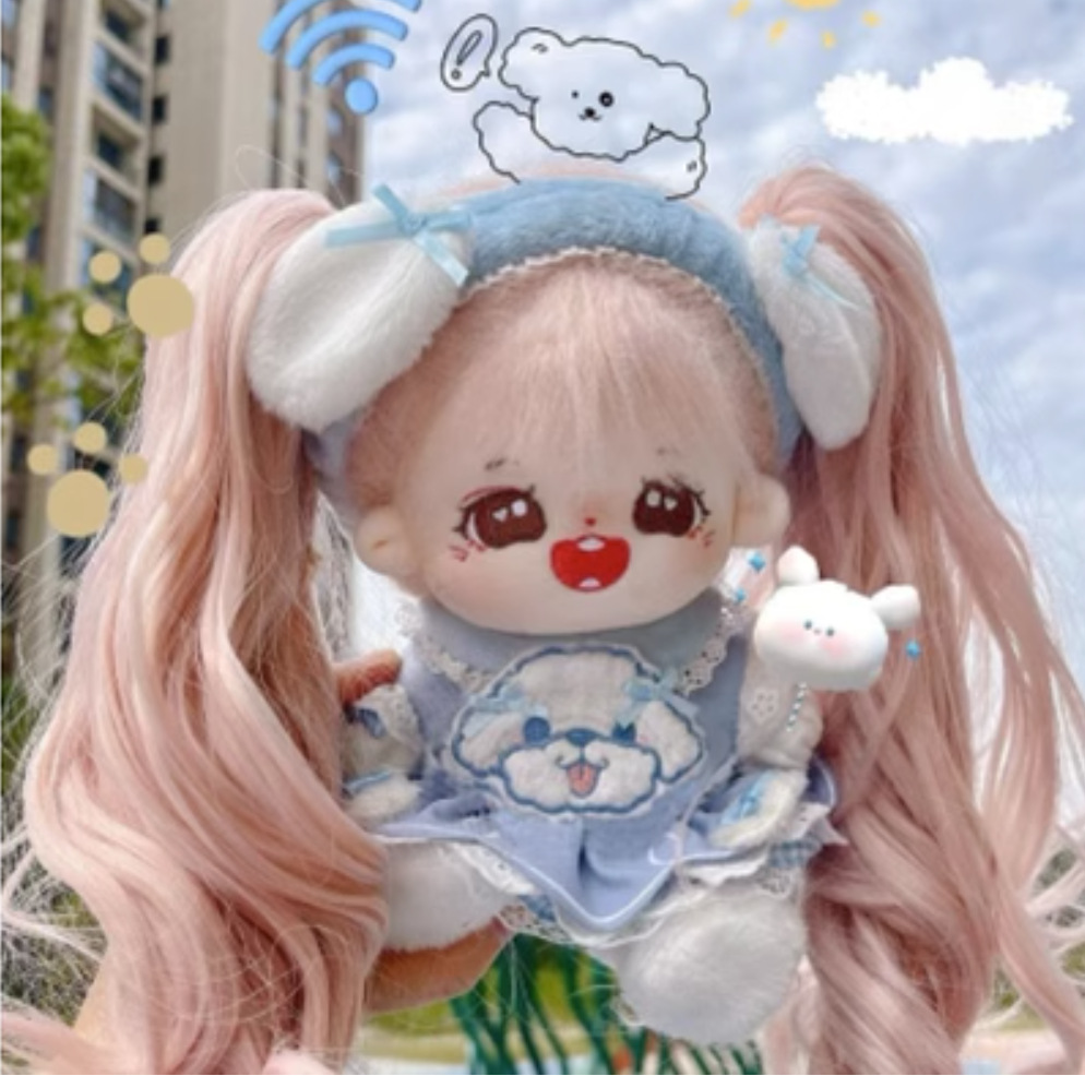 20cm algodón muñeca peluca Cola de Caballo Pelo Largo doble cola de caballo rizado en forma de humano clip de garra en stock