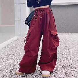 女童裤子工装裤春秋款女大童2024秋冬季儿童潮爵士舞服装女孩长裤