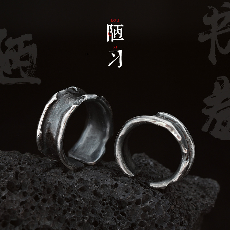 Genuine retro small design one size ring handmade for men and women