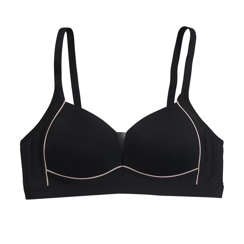 Fábrica de stock brillante sostén de damas delgado sin anillo de acero ropa interior cómoda sin marcas sobre el soporte para proteger contra la caída del sostén