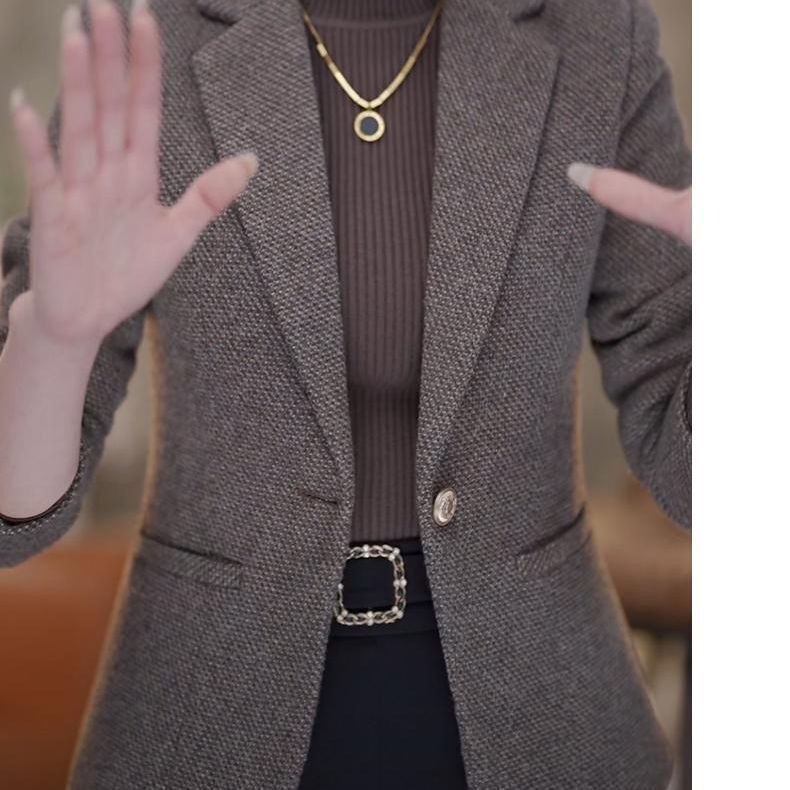 羊毛呢外套小个子短款小西装女秋冬2025年新款小个子气质女士西服|undefined