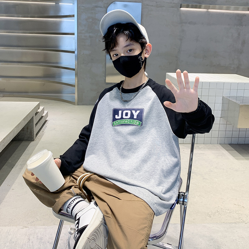 Boy's Long-Sleeve T-Shirt Spring and Autumn Style 2023 New Children's Hoodie Autumn Medium and Large Children's Clothing Boy 8 Top Base Shirt