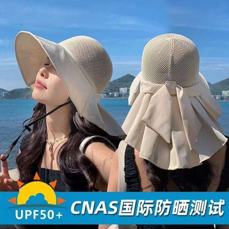 wrap-around foldable air top sun protection hat women‘s outdoor big brim black glue uv protection summer sun sunhat