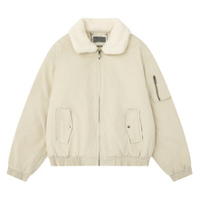 2025美式复古cleanfit羊羔毛领棉服男加厚保暖廓形底特律棉衣外套