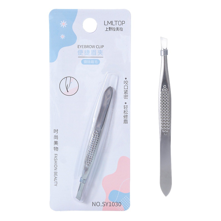 Lmltop Acero inoxidable oblicua ceja clip portátil ceja alicates pinzas antideslizante ceja herramienta SY1030