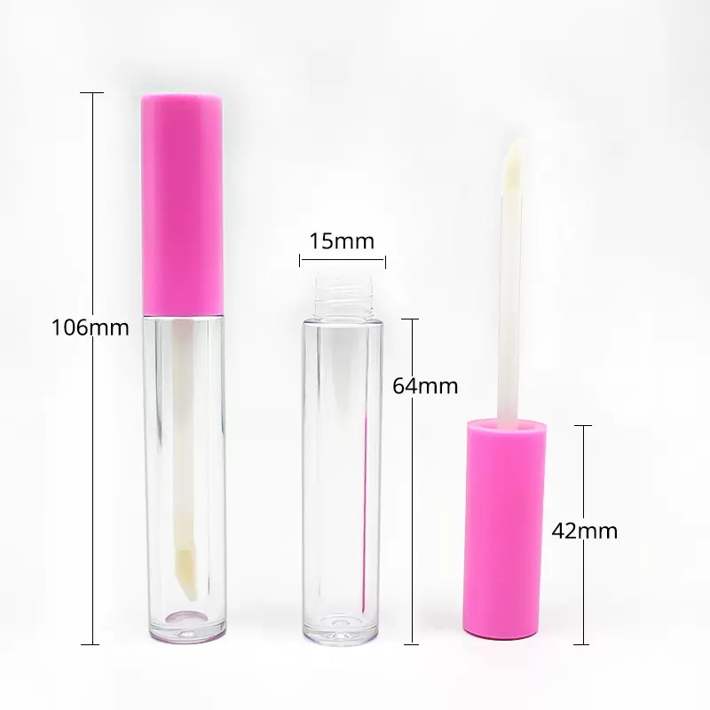跨境货源高品质注塑瓶圆形透明唇彩管4ml 唇彩唇釉唇蜜分装瓶包材
