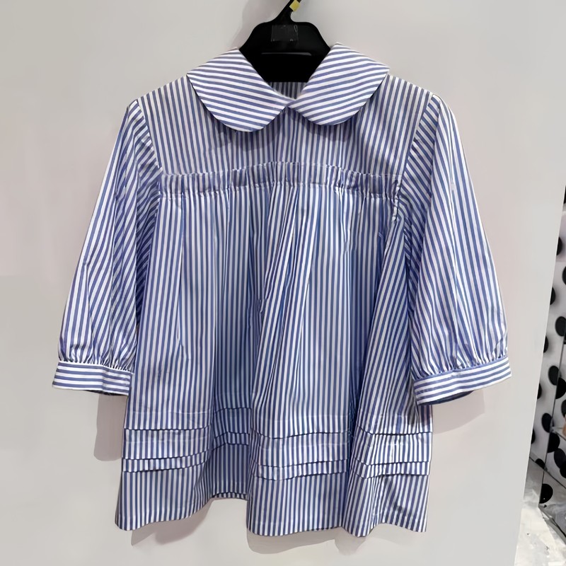 CDG KZYU 25春夏新款日系娃娃领衬衫宽松短袖休闲百搭上衣女款潮|undefined