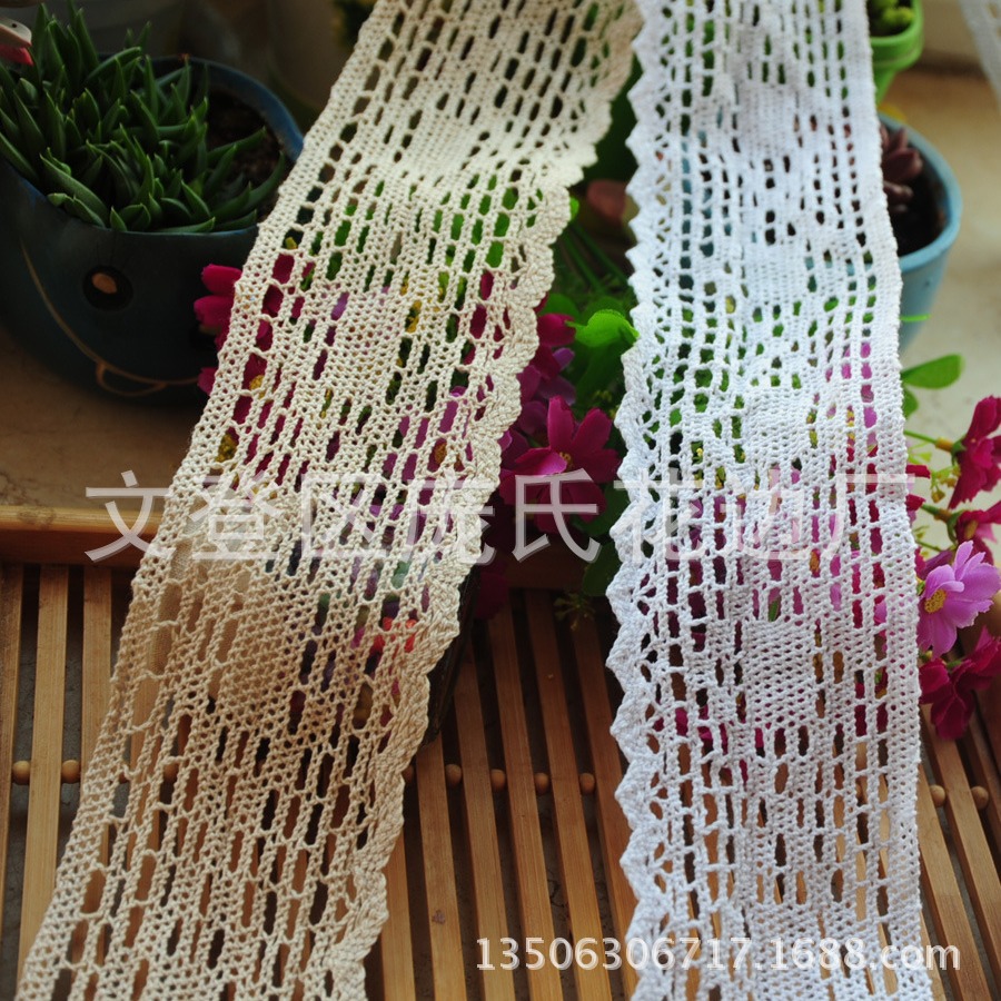 8cm 定款棉质线蕾丝织带棉线花边沙发垫窗帘服装用镂空边子800602