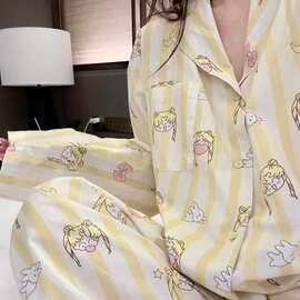 2026春季新款纯棉棉长袖长裤甜美可爱卡通美少女家居服套装可外穿