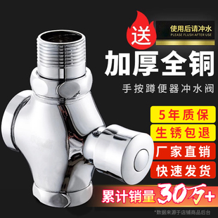 Toilet Flush Valve Hand-Pressed Squat Toilet Press Flush Valve Bathroom Delay Valve Switch Toilet Squat Pit