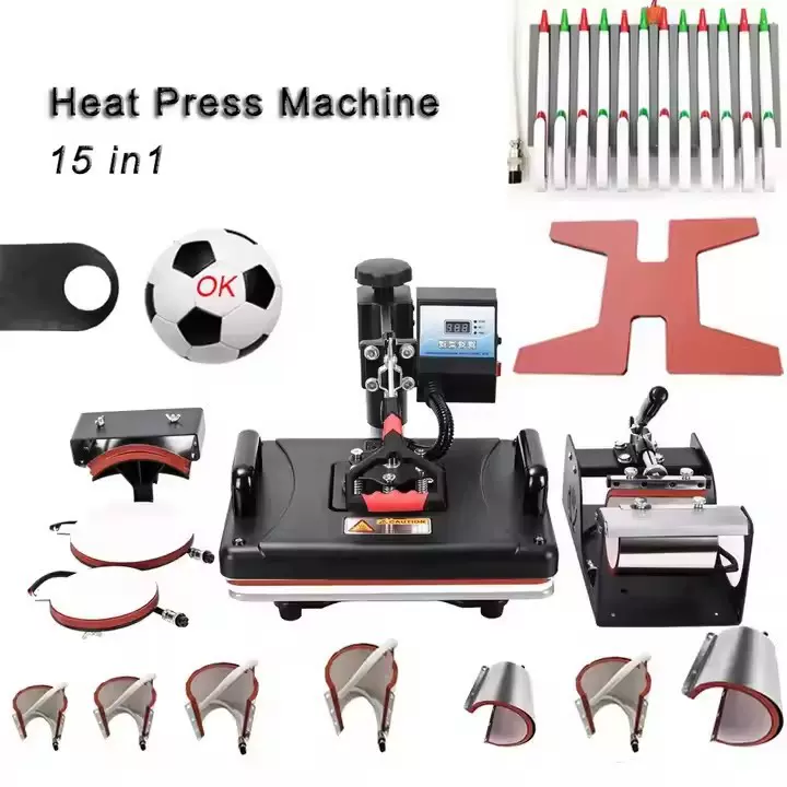 热转印机器12”*15”英寸多功能15in1摇头印花服装T恤烤杯压烫