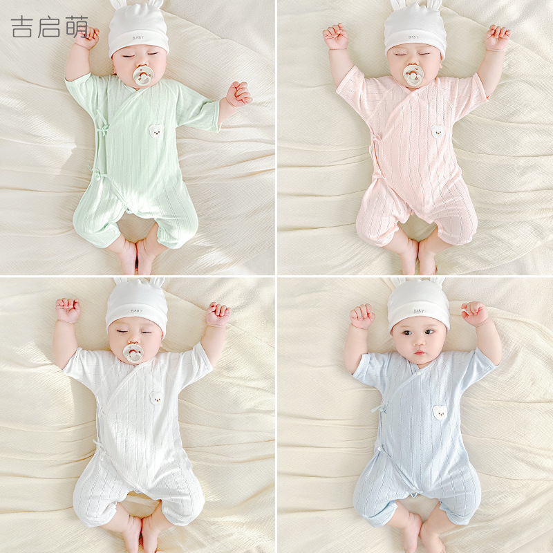 Baby summer jacket, ropa de recién nacidos, delgada, monje de manga corta, niñas y niñas, pijamas de verano para bebés image 1