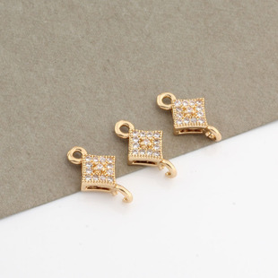 diy micro-inlaid jewelry accessories copper gold-plated micro-inlaid zircon three-dimensional prism double hanging diy jewelry earrings bracelet hanging