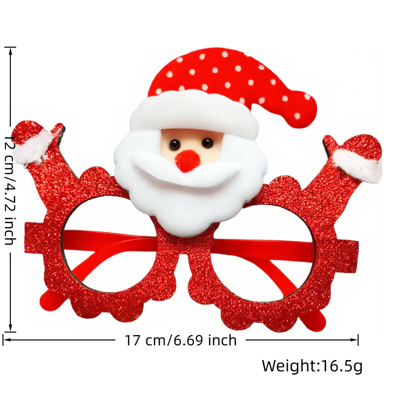 손을 든 산타클로스 모자를 쓴 노인(빨간색 프레임/검은색 프레임)