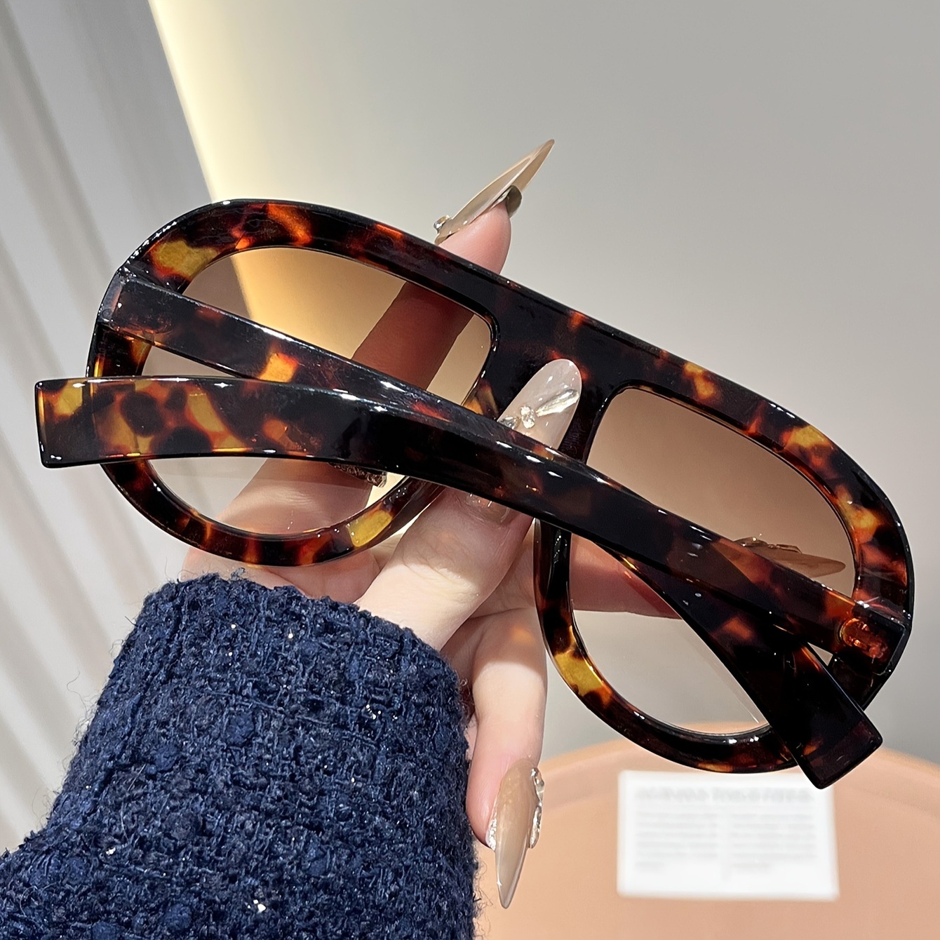 Stylish Oversized Aviator Sunglasses For Women Retro Uv Protection_voghion.com