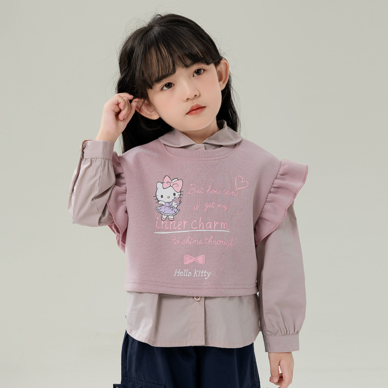 HelloKitty女童秋季上衣两件套2025款中大童装凯蒂猫卡通休闲套装|undefined