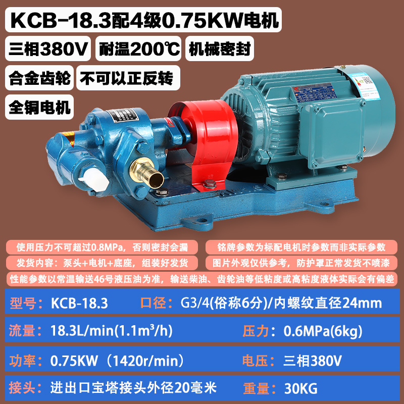 Bomba de aceite de engranajes KCB bomba de bombeo resistente a altas temperaturas bomba de engranajes hidráulica 220V bomba de autoaspiración de alta viscosidad bomba diesel de alta presión
